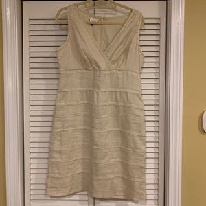 Linen Dress - lots of detail (off white)